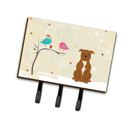 MICASA Christmas Presents Between Friends Staffordshire Bull Terrier Brown Leash or Key Holder MI219420
